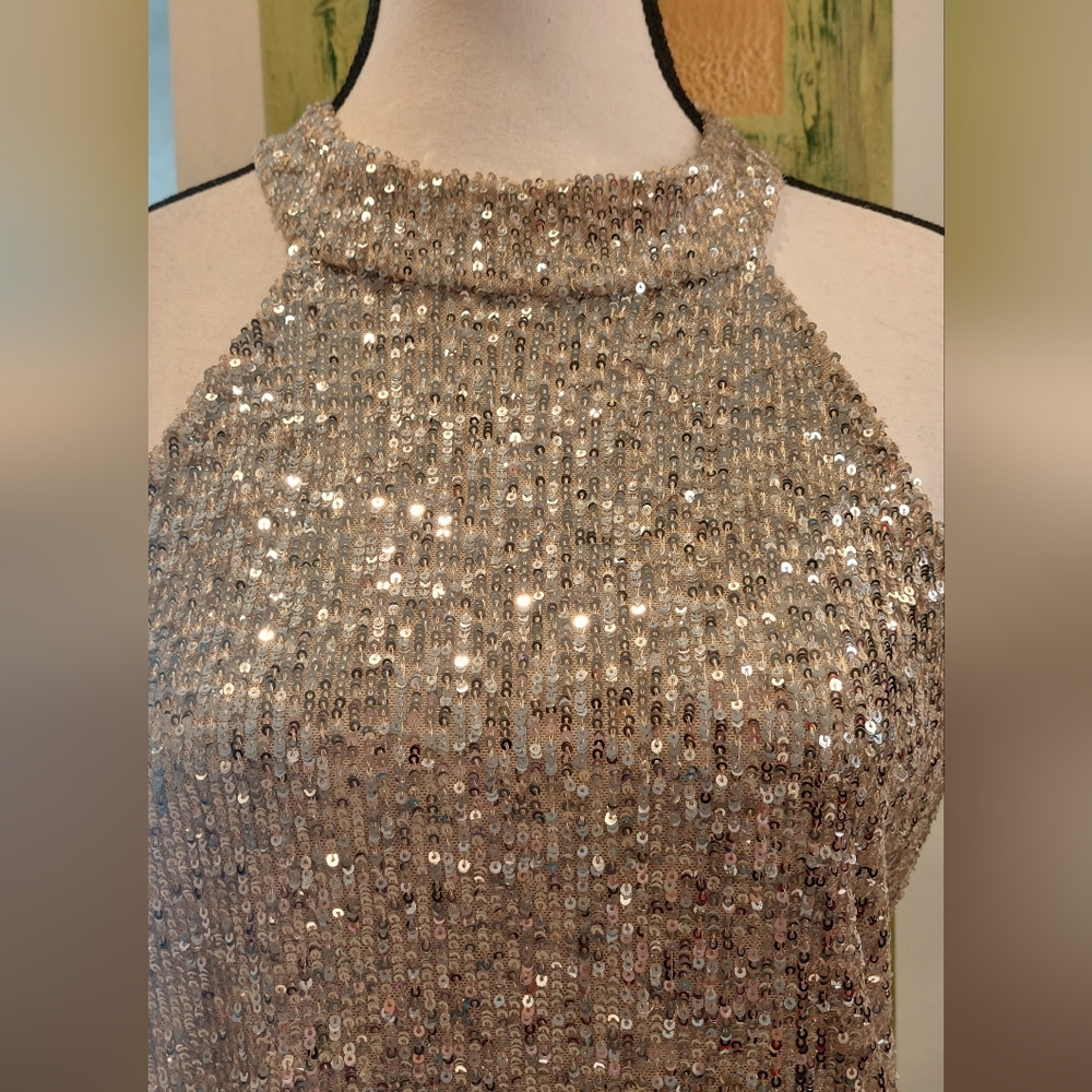 Cable & Gauge Silver Sequin Halter Dress - Picture 2 of 8